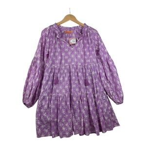 New Tuckernuck Oliphant Virgo‎ Ballon Sleeve Tiered Mini Dress size XS Lilac